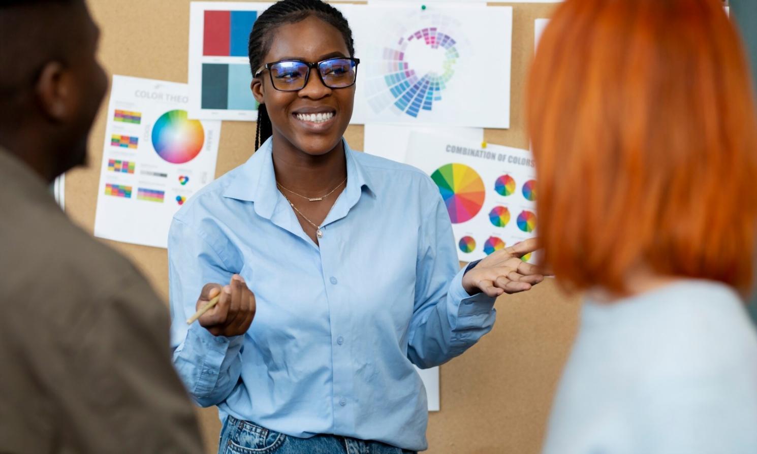 Modern financial office environment showcasing collaborative workspace and investment research tools
